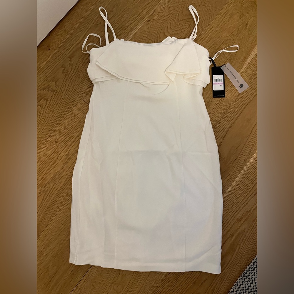 Karl Lagerfeld Cream Strapless Ruffle Dress